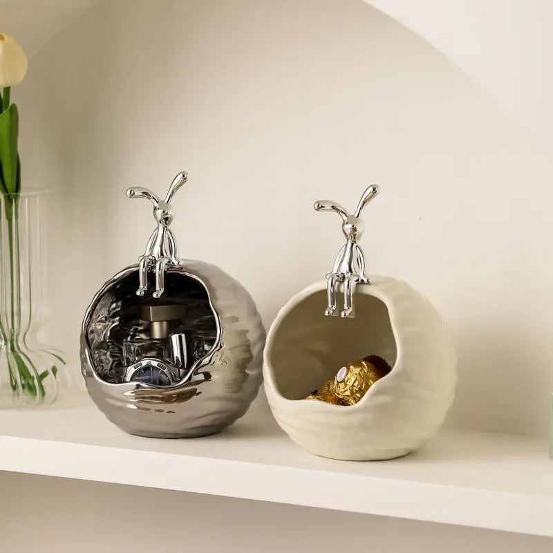 1 piece decorative ceramic storage bowl, keys, dresser tabletop jewelry storage box for home organization and storage.