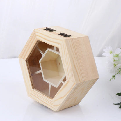 1pc Wooden Jewelry Box Handmade Hexagon Storage Box Lightweight Snow Clay Jewelry Box DIY Jewelry Box Lady bug of miracles