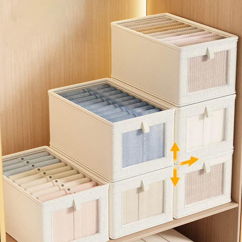 Foladable Clothes Storage Box with Cover Closet Storage Box for Underwear Socks Moisture and Dustproofwardrobe Organizer