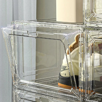 Transparent Shoe Box Magnetic Suction Door Thickened Plastic Storage Holder Detachable Dustproof Shoe Storage Boxes Wholesale