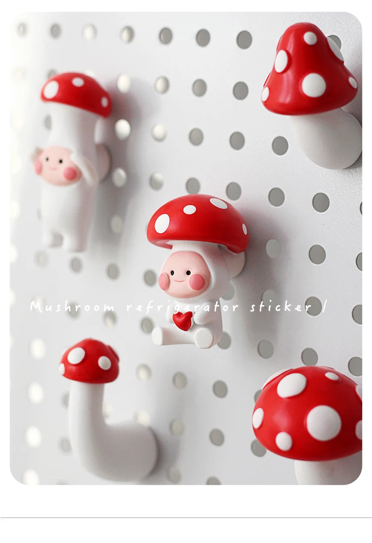 Cartoon 3D Red Mushroom Refrigerator Magnet Sticker Resin Decoration Fridge Magnetic Sticker Gift Fridge Magnet Home Decor