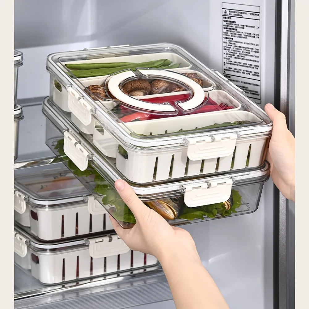 Refrigerator Storage Box Fridge Organizer Fresh Vegetable Fruit Boxes Drain Basket Food Storage Containers Kitchen Organizer