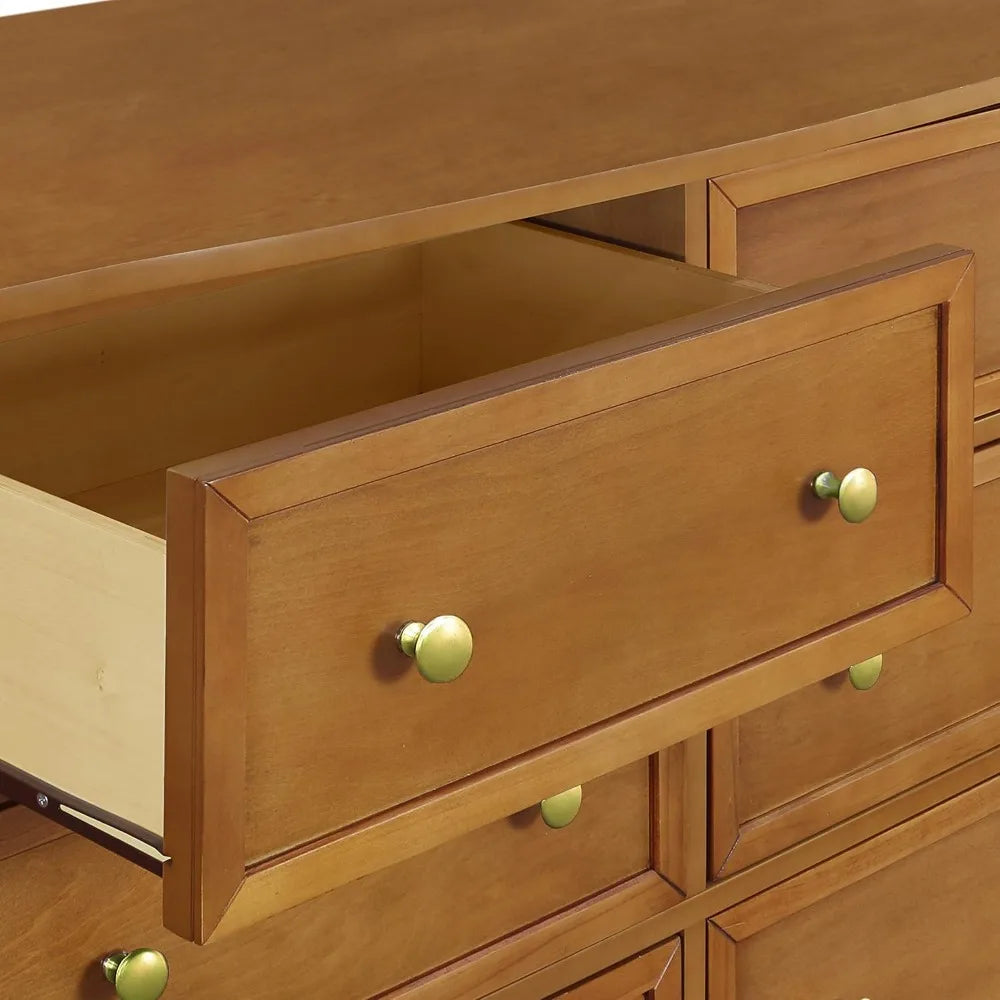 Dresser,6-Drawer Double Wide Dresser in Chestnut Suitable for bedrooms, living rooms, etc