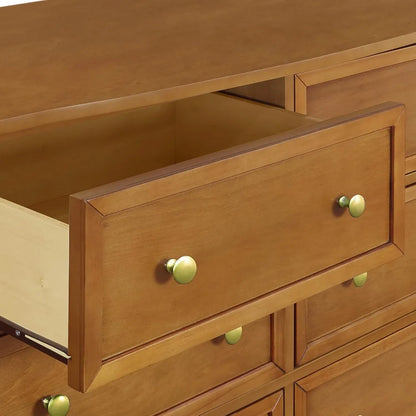 Dresser,6-Drawer Double Wide Dresser in Chestnut Suitable for bedrooms, living rooms, etc