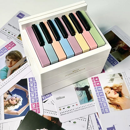 Taylor Piano Calendar 2024 Piano Desk Calendar Aesthetic 15 Keys Piano Calendar Playable USB Charging for Music Lovers