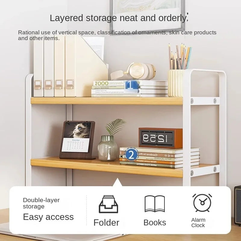 Desk Shelf Organizer for Books and Students Supplies Multifunctional Storage Rack for Home Office