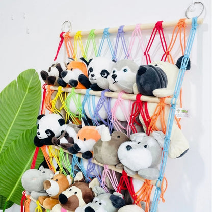 Stuffed Toy Net Hammock Hanging Toy Organizer Wall Mounted Stuffed Animal Storage Hammock For Nursery Play Room Home Decor