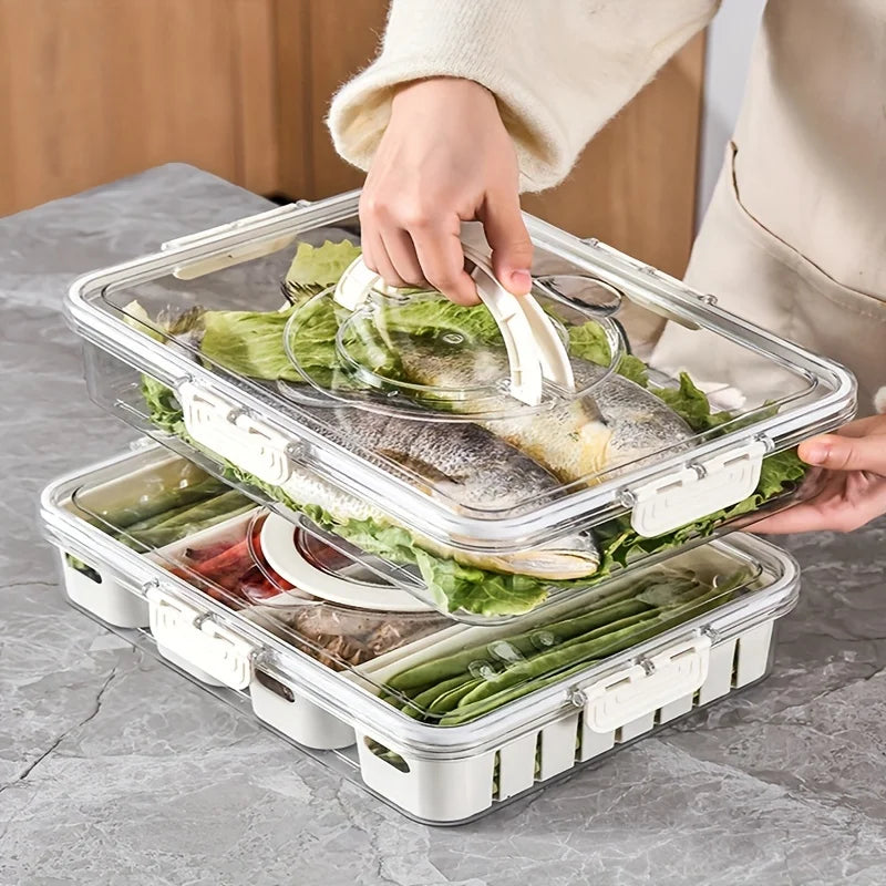 Refrigerator Storage Box Fridge Organizer Fresh Vegetable Fruit Boxes Drain Basket Food Storage Containers Kitchen Organizer