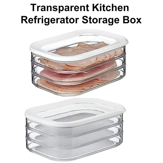 Refrigerated Crisper with Lid Leakproof Meat Container for Fridge Transparent Frozen Roast Meat Storage Box Kitchen Accessories