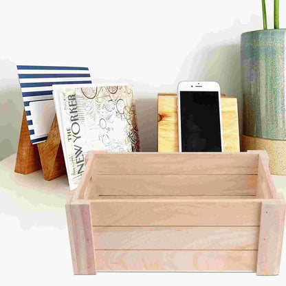 Wooden Storage Box Wood Basket Organizer Desk Crates Crate Rustic Bathroom Baskets Bin Farmhouse Desktop Makeup Table Cabinet