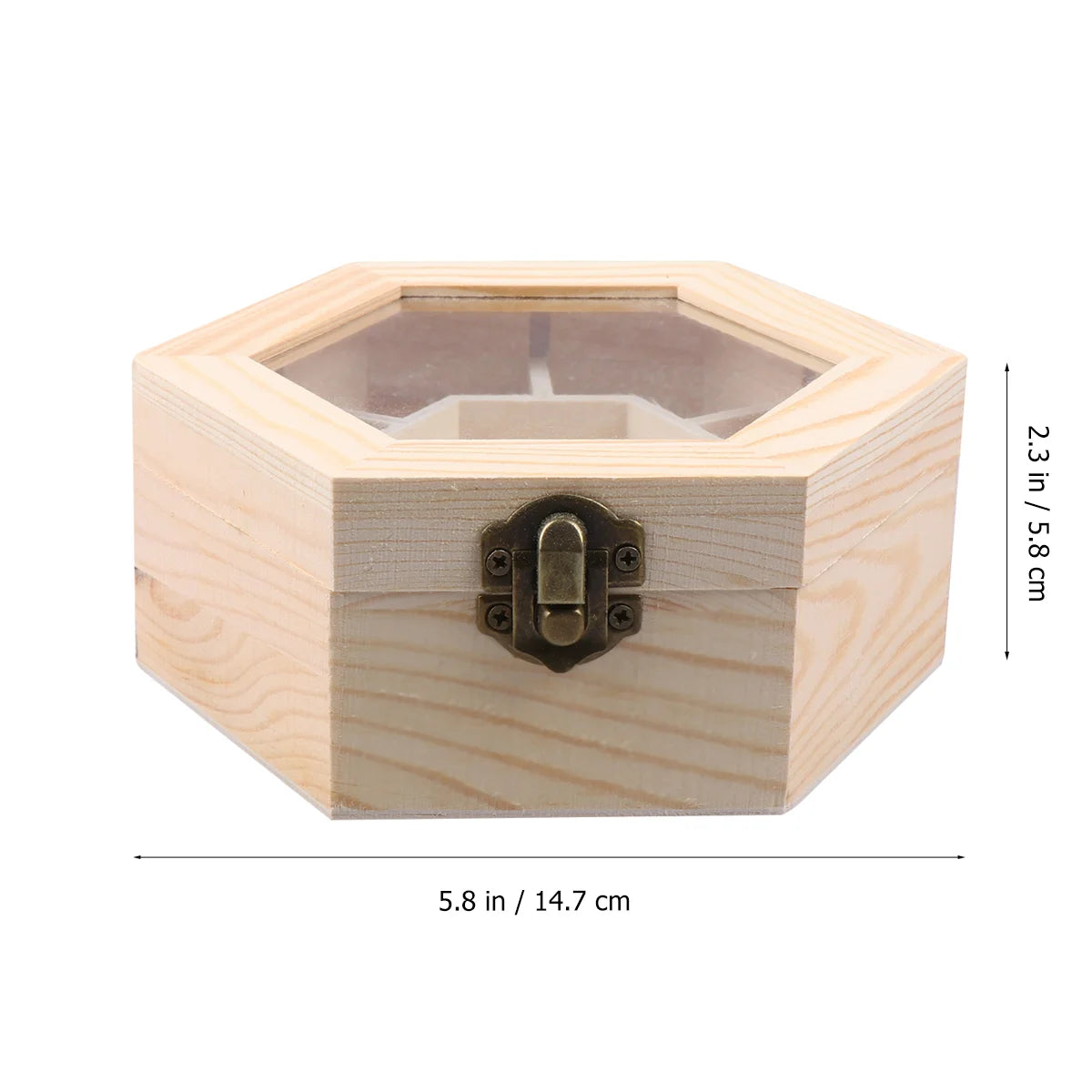 1pc Wooden Jewelry Box Handmade Hexagon Storage Box Lightweight Snow Clay Jewelry Box DIY Jewelry Box Lady bug of miracles