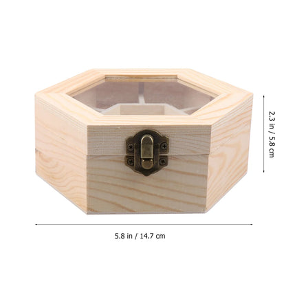 1pc Wooden Jewelry Box Handmade Hexagon Storage Box Lightweight Snow Clay Jewelry Box DIY Jewelry Box Lady bug of miracles