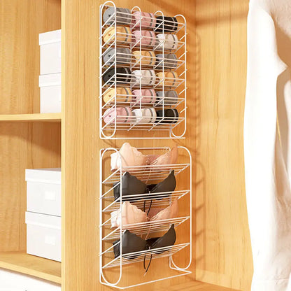 Iron Wall-mounted Perforation-free Underwear Storage Rack 4/9/16 Grid Underwear Sock Organizer Wardrobe Dormitory Hanging Rack