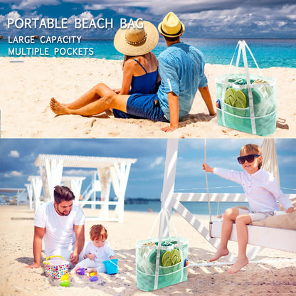 Children Sand Away Protable Mesh Bag Kids Toys Storage Bags Swimming Pouch Large Beach Bag for Towels Women Cosmetic Makeup Bag