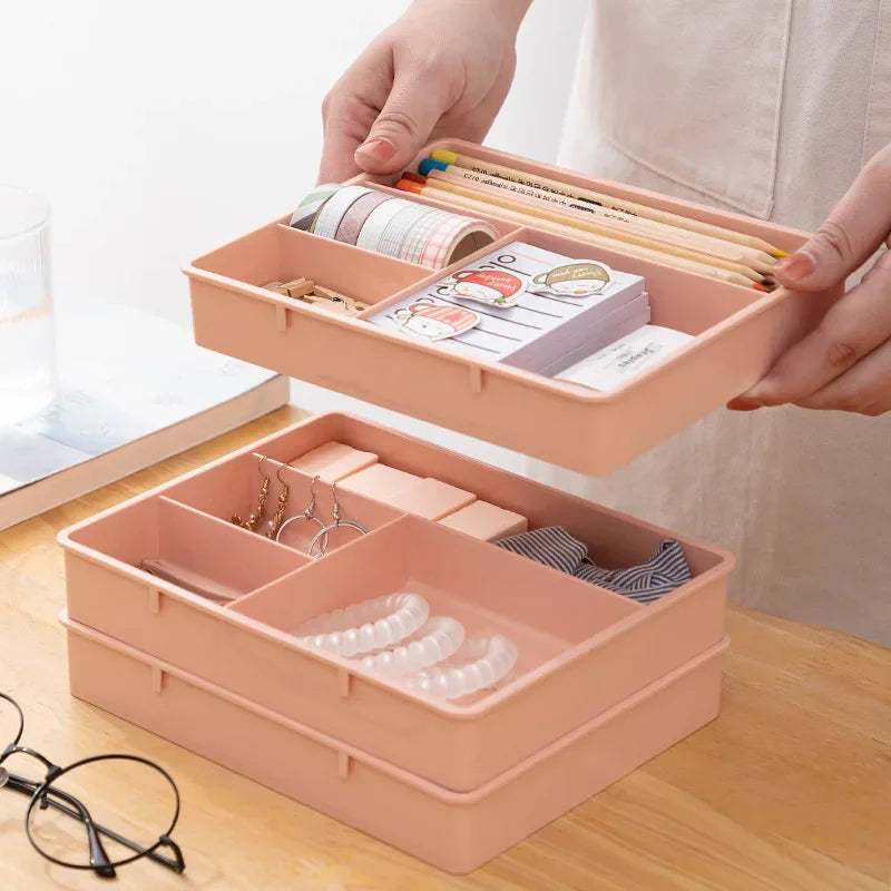 Desk Drawer Organizer Stackable Multi-cell Storage Box Tray Dressing Table Jewelry Organizer Storage Containers For Home Office