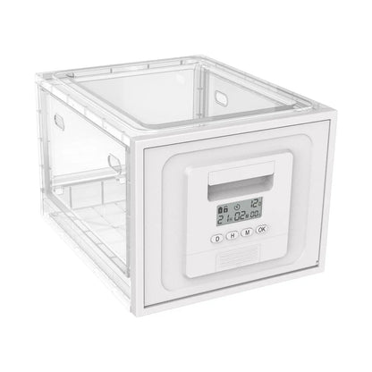 Lockable Storage Container Tablet Locked Box Lockable Storage Bins Time Locking Container for Tabletop Counter Office Home