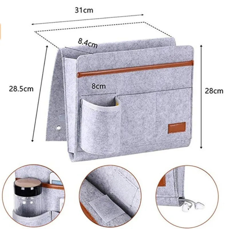 Felt Bedside Storage Bag Bedroom Dormitory Hanging Holder Sofa Books Magazines Sundires Neatening Home Office Organizer Bag