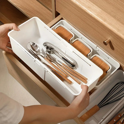 Drawer Organizer Box Home Organization Retractable Sorting Storage Box Kitchen Tableware Divider Box Stationery Supplies Storage