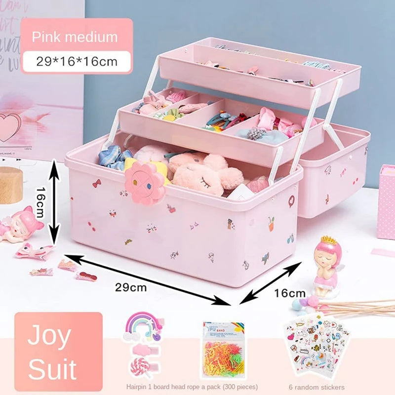 Portable Hair Accessories Storage Box Baby Head Rope Hairpin Rubber Band Jewelry Dressing Jewelry Case Darling Bedroom Organizer