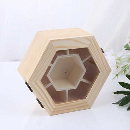 1pc Wooden Jewelry Box Handmade Hexagon Storage Box Lightweight Snow Clay Jewelry Box DIY Jewelry Box Lady bug of miracles