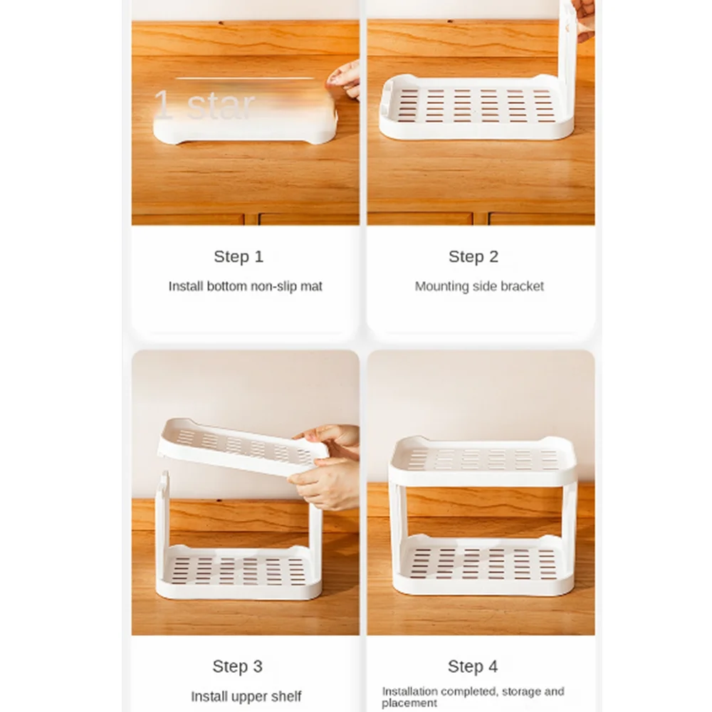 Desktop Makeup Organizer Cosmetic Storage Rack Dresser Double-Layer  Cosmetic Storage Box Case Home Kitchen Organizing Shelves