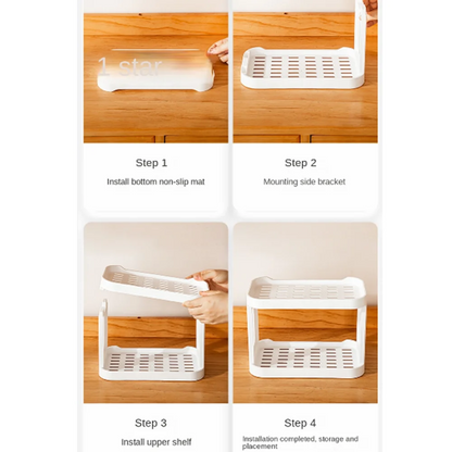 Desktop Makeup Organizer Cosmetic Storage Rack Dresser Double-Layer  Cosmetic Storage Box Case Home Kitchen Organizing Shelves