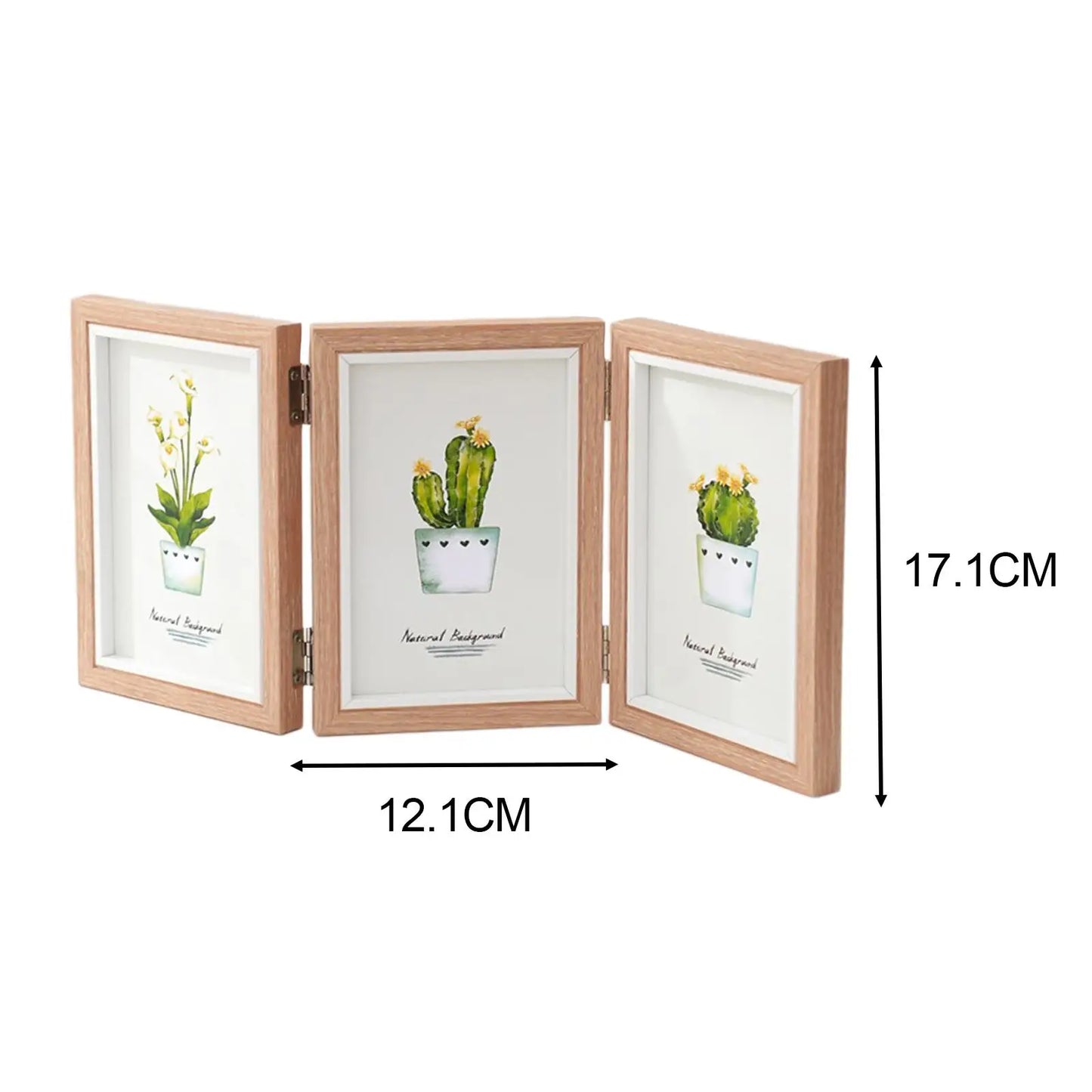 Hinged Photo Frame with Shatter Resistant Cover Folding Wood Picture Frame 4x6 for Desk Table Hallway Bedroom Family Lover Gift