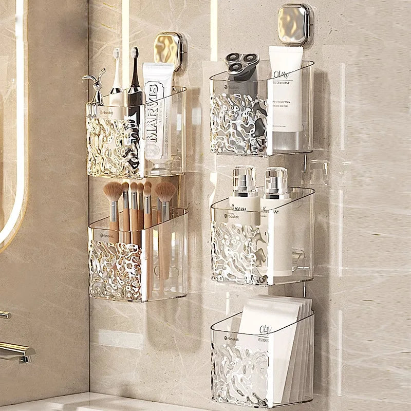 New Bathroom Shelf With Towel rack No Drill Organizer Shower Storage Rack Floating Shelf For Wall Bathroom Accessories