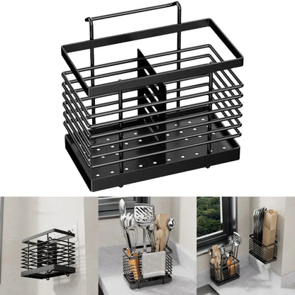 Hanging Kitchen Cutlery Holder Sink Caddie Cutlery Drainer Stainless Steel Kitchen Caddie Spoon And Fork Chopstick Organizer