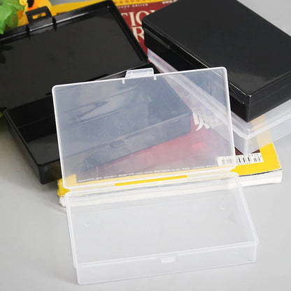 Transparent Plastic Storage Box Rectangle Organizer Stickers Box Desktop Container Snap Dustproof Jewelry Storage Case