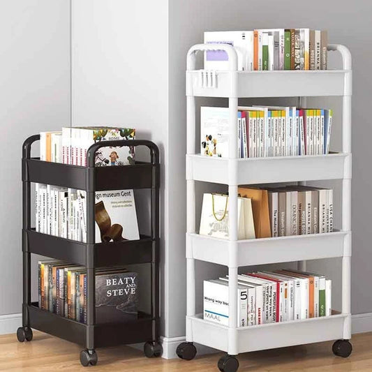 Bookshelf Storage Trolley Mobile Kitchen Organizer Cart With Wheels Multi-Layer Bathroom Shelves Household Snacks Storage Rack