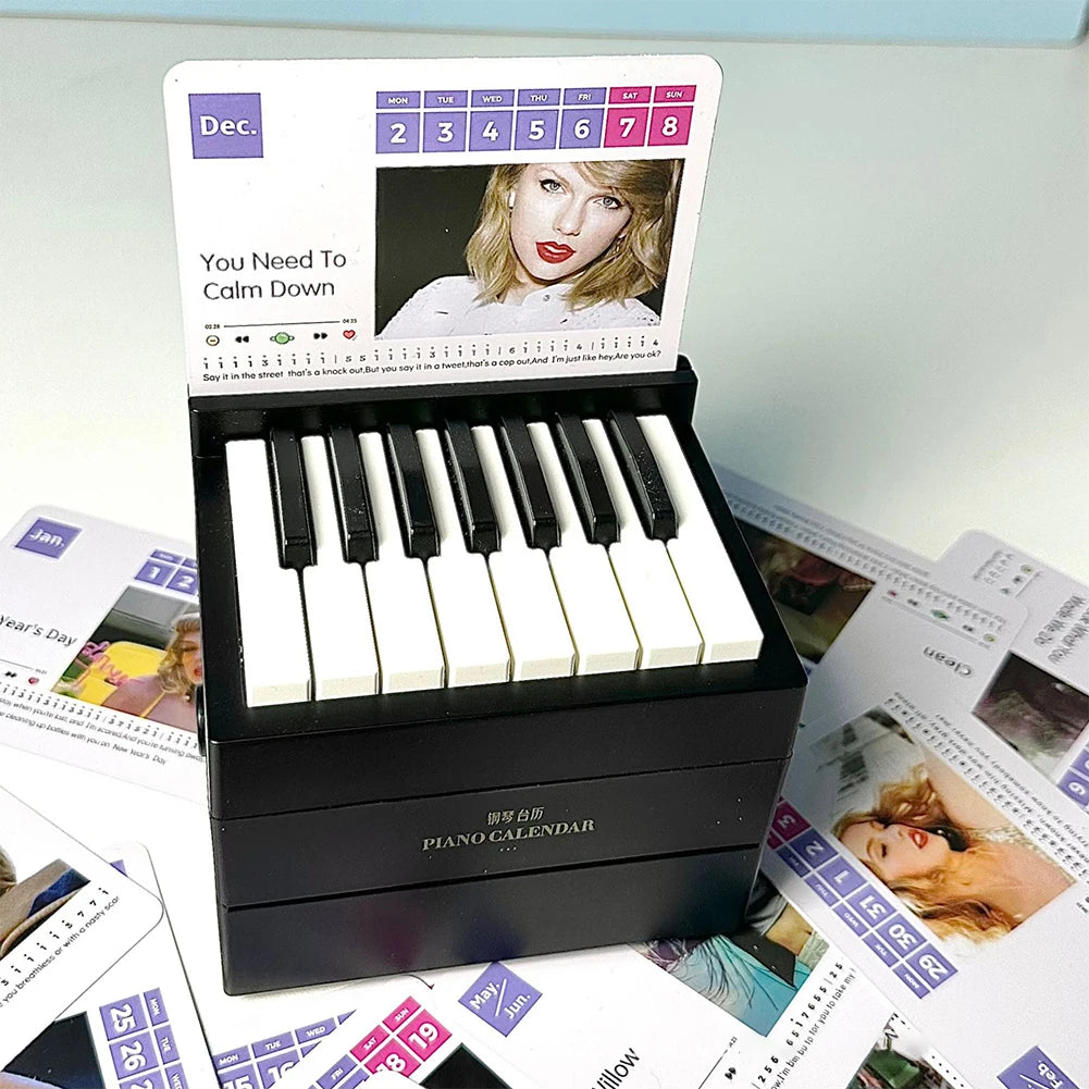 Taylor Piano Calendar 2024 Piano Desk Calendar Aesthetic 15 Keys Piano Calendar Playable USB Charging for Music Lovers