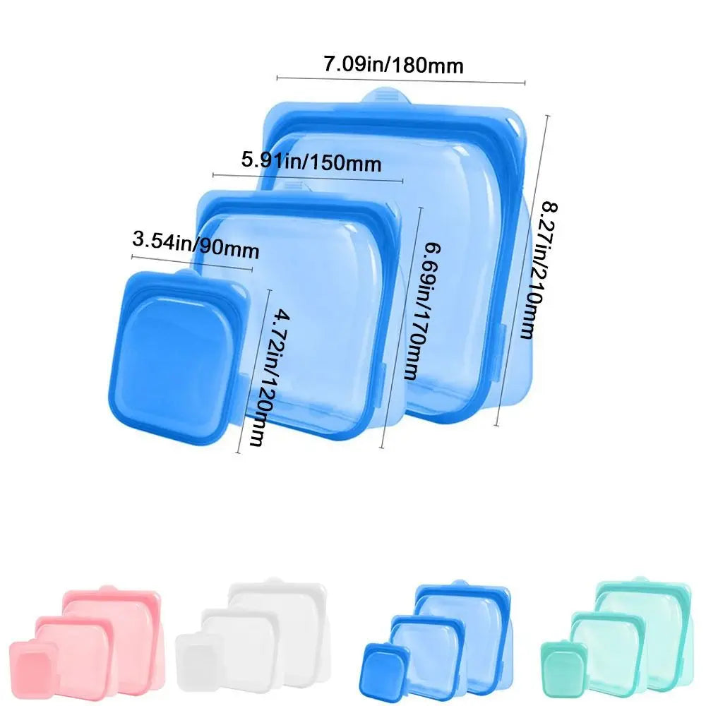 Food-Grade Silicone Food Storage Bag Heat Resistant Reusable Sub-packing Sealing Bags Fresh-keeping Airtight Freezer Bag