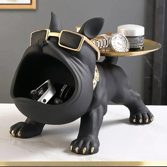 VIKAMA Bulldog Storage Ornaments Entrance Door Key Tray Candy Tray Nordic Style Personalized Home Decor