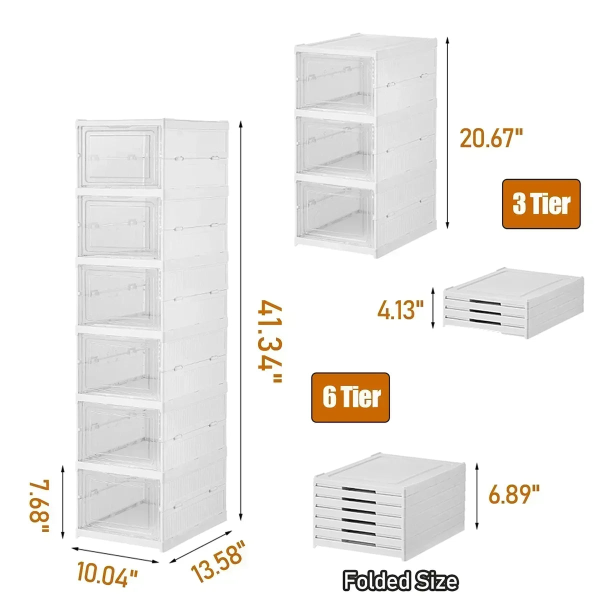 6 Layers Shoes Box Foldable Transparent Sneaker Shoe Storage Organizers Box Stackable Dustproof High-top Cabinet Shoe Rack Shelf