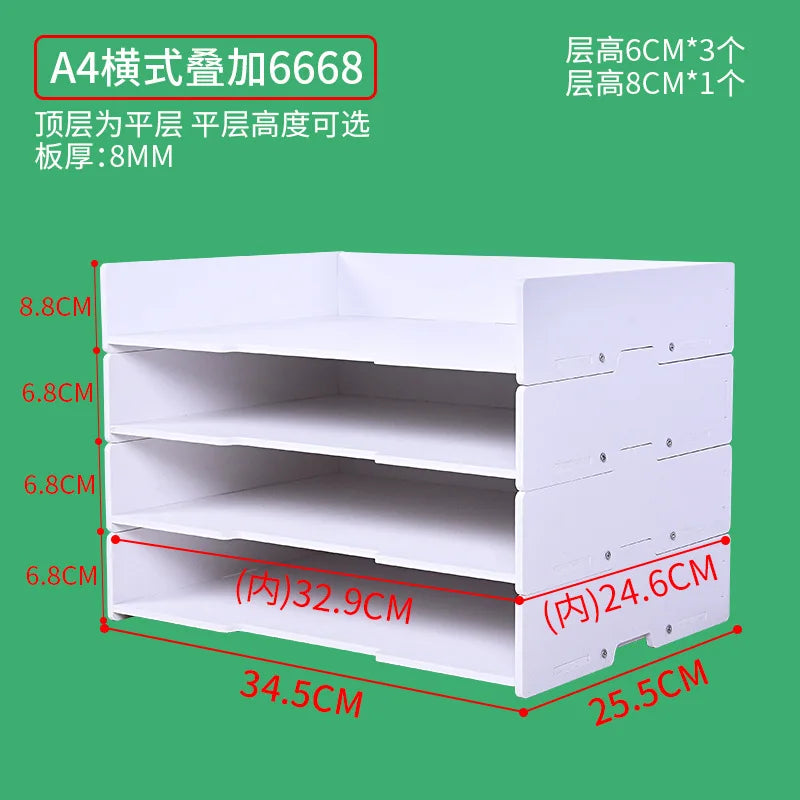 A4/A3 Multi-layer Superimpose Desktop File Tray Organizer  Document Paper Organizer Rack Holder Office Stationery Storage Box