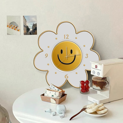 Simple Clock Sun Flower Creative Cartoon Quiet Decorative Wall Clock Living Room Wall Lamp