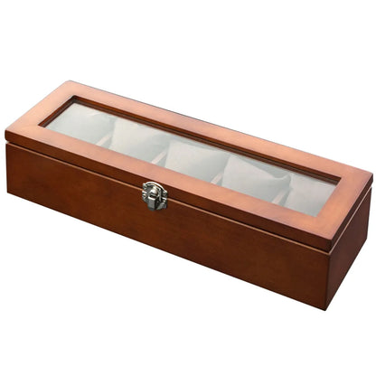 5 Slots Wood Watch Organizer With Glass Luxury Watch Case Storage Box Fashion Holder For Men Watch Display Box