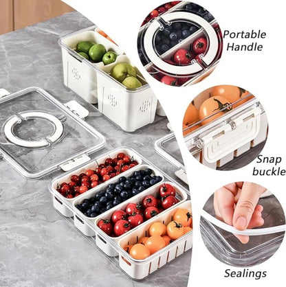 Refrigerator Storage Box Fridge Organizer Fresh Vegetable Fruit Boxes Drain Basket Food Storage Containers Kitchen Organizer