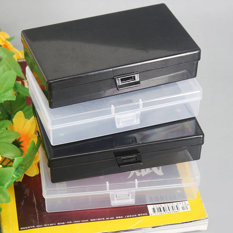 Transparent Plastic Storage Box Rectangle Organizer Stickers Box Desktop Container Snap Dustproof Jewelry Storage Case