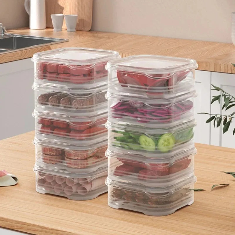 Refrigerator Meat Food Preservation Box Transparent Storage Box Food Grade Meat Freezing Box Home Vegetable Storage Organizer