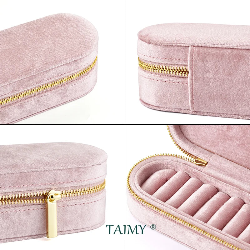 TAIMY Luxury Velvet Jewelry Ring Box Jewelry Tray Velvet Rings Display Packaging Storage Box Custom Logo Jewellery Organizer