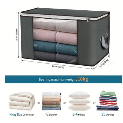 70/90L Large Capacity Clothes Storage Bag Foldable Blanket Storage Containers for Organizing Bedroom Closet