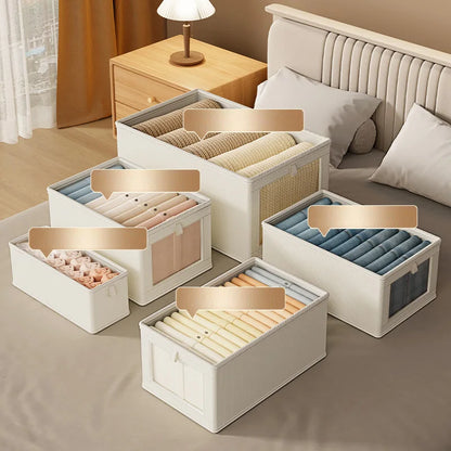 Foladable Clothes Storage Box with Cover Closet Storage Box for Underwear Socks Moisture and Dustproofwardrobe Organizer