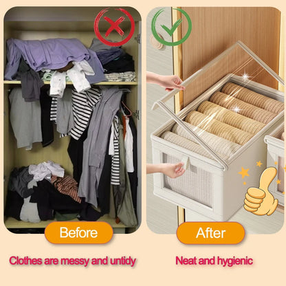 Foladable Clothes Storage Box with Cover Closet Storage Box for Underwear Socks Moisture and Dustproofwardrobe Organizer