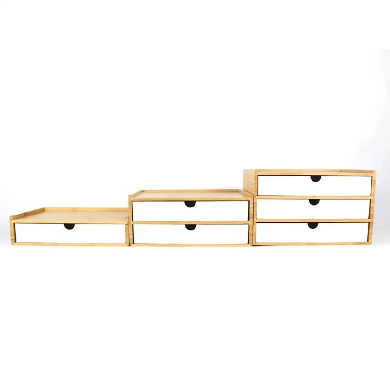 1-3 Layer Bamboo Storage Box Sundries Cosmetic Jewelry Stationery Headset Storage Box Home office hotel Storage Drawers