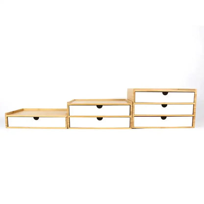 1-3 Layer Bamboo Storage Box Sundries Cosmetic Jewelry Stationery Headset Storage Box Home office hotel Storage Drawers