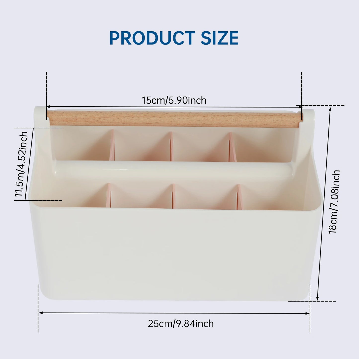 Desk Storage Organizer Portable Plastic Pen Holder Detachable Divider Multi-Purpose Large Capacity Office Desk Stationery Box