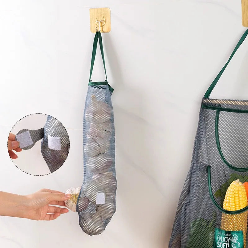 1-3Pcs Kitchen Organizer Hanging Food Bags Storage Bag Garlic Portable Fruit and Vegetable Net Bag Onion Organizers Organization