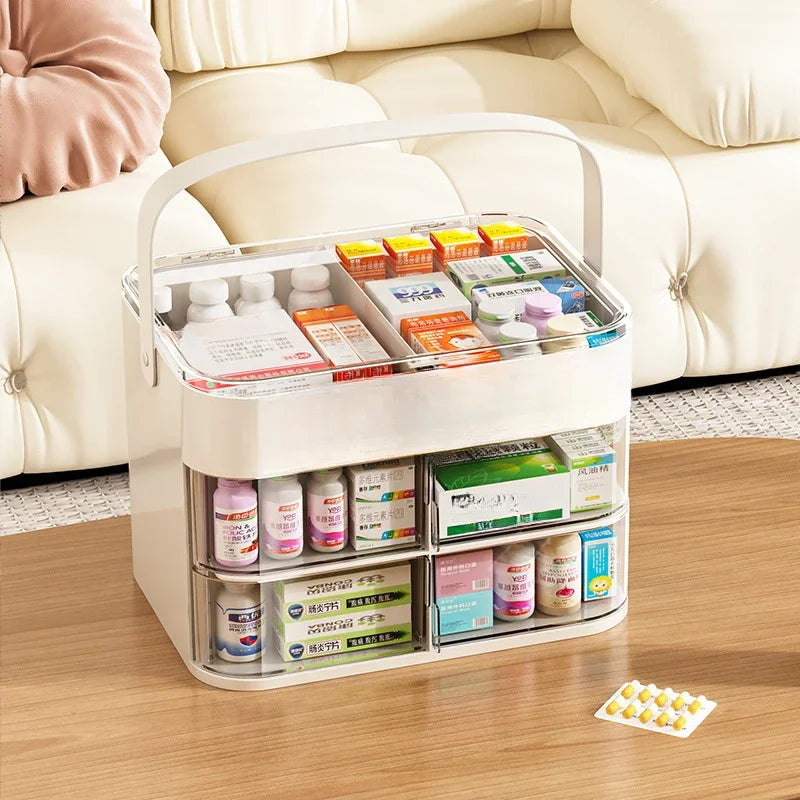 Large Capacity Multilayer Home Medicine Box Transparent Medical Storage Box For Family Use